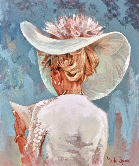Pale Blue Hat Ascot by Mark Spain - Original Painting on Board